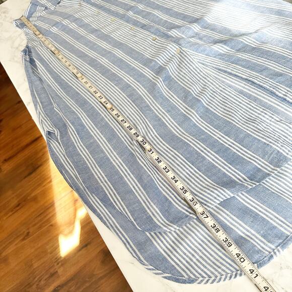 J. Jill Cotton Blue/White Stripe Sleeveless Split Side Tunic Top women's size XL - Picture 10 of 11